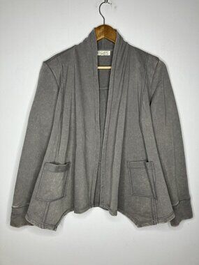 ESCAPE by Habitat Clothes Women's M Gray Cotton Open Front Cardigan Sweater